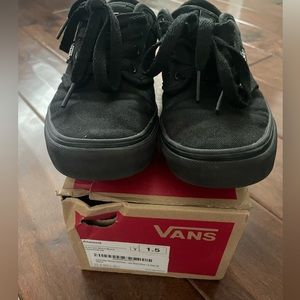 Vans size 1.5 all black casual for kids
